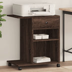 Vidaxl printerkastje met wielen 60x40x68,5 cm bruin eikenkleurig
