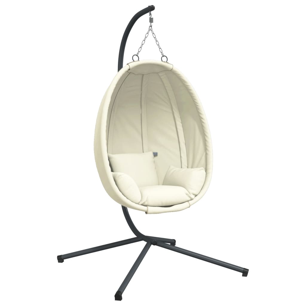 Vidaxl hangstoel met standaard stof en staal beige