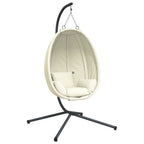 Vidaxl hangstoel met standaard stof en staal beige