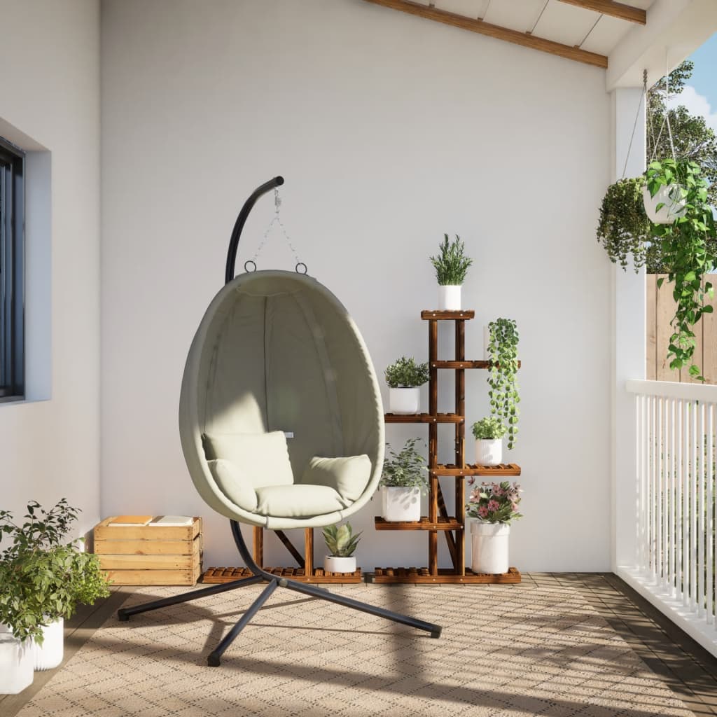 Vidaxl hangstoel met standaard stof en staal beige