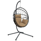 Vidaxl hangstoel met standaard rattan en staal taupe