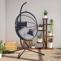 Vidaxl hangstoel met standaard rattan en staal lichtgrijs