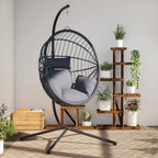 Vidaxl hangstoel met standaard rattan en staal grijs