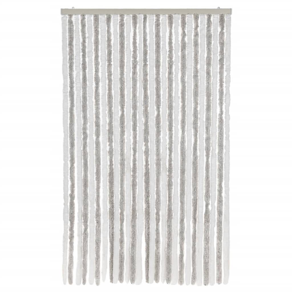 Vidaxl vliegengordijn 118x220 cm chenille lichtgrijs en wit