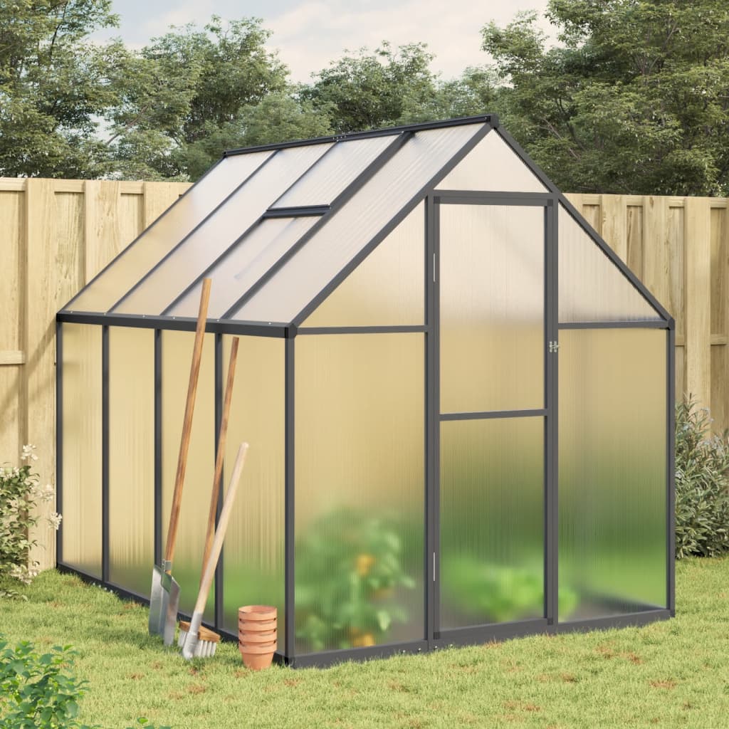VidaXL Tuinkas met basisframe 224x169x195 cm aluminium antracietkleur