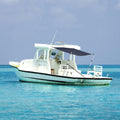Vidaxl schaduwdoekset t-top 174x205x(115-194) cm marineblauw