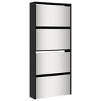 VidaXL Schoenenkast met spiegel 4-laags 63x17x134 cm zwart