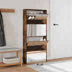 VidaXL Schoenenkast met spiegel 4-laags 63x17x134 cm gerookt eiken