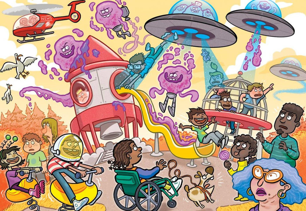 Jumbo - Wasgij junior 4 legpuzzel - alien invasie! - 240st.