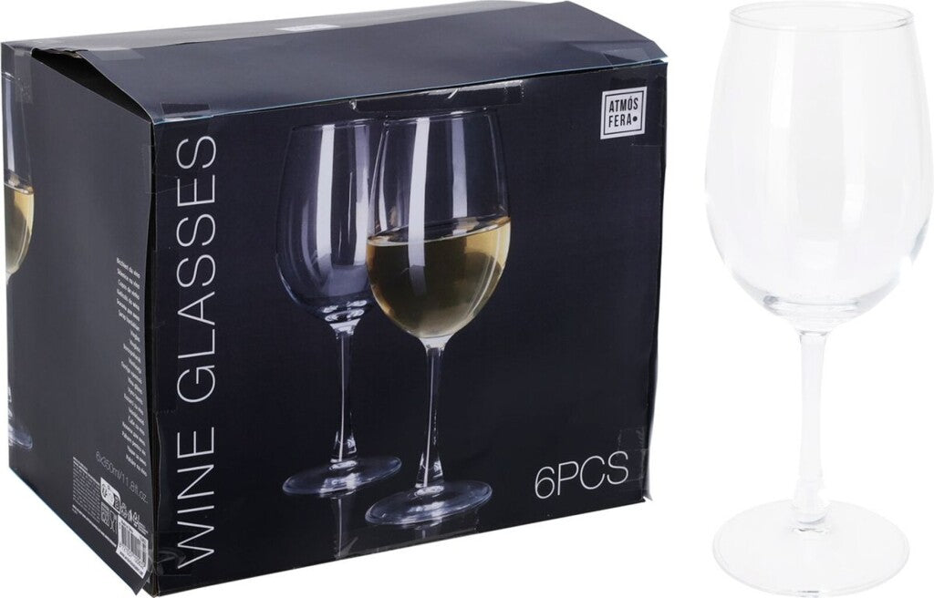 Excellent Houseware - Houseware Wijnglas wit 350ml set van 6 stuks