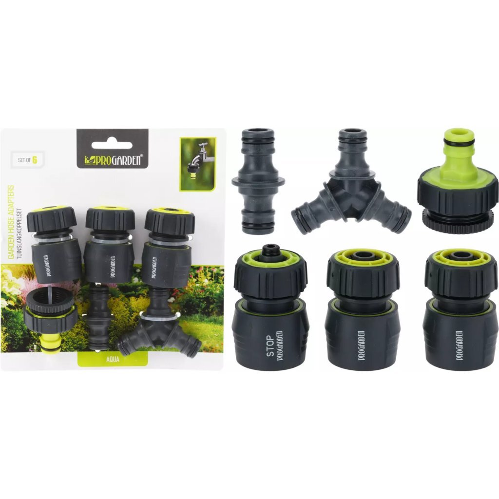 Pro Garden - Garden tuinslang opzetstukken 6 stuks antraciet/groen