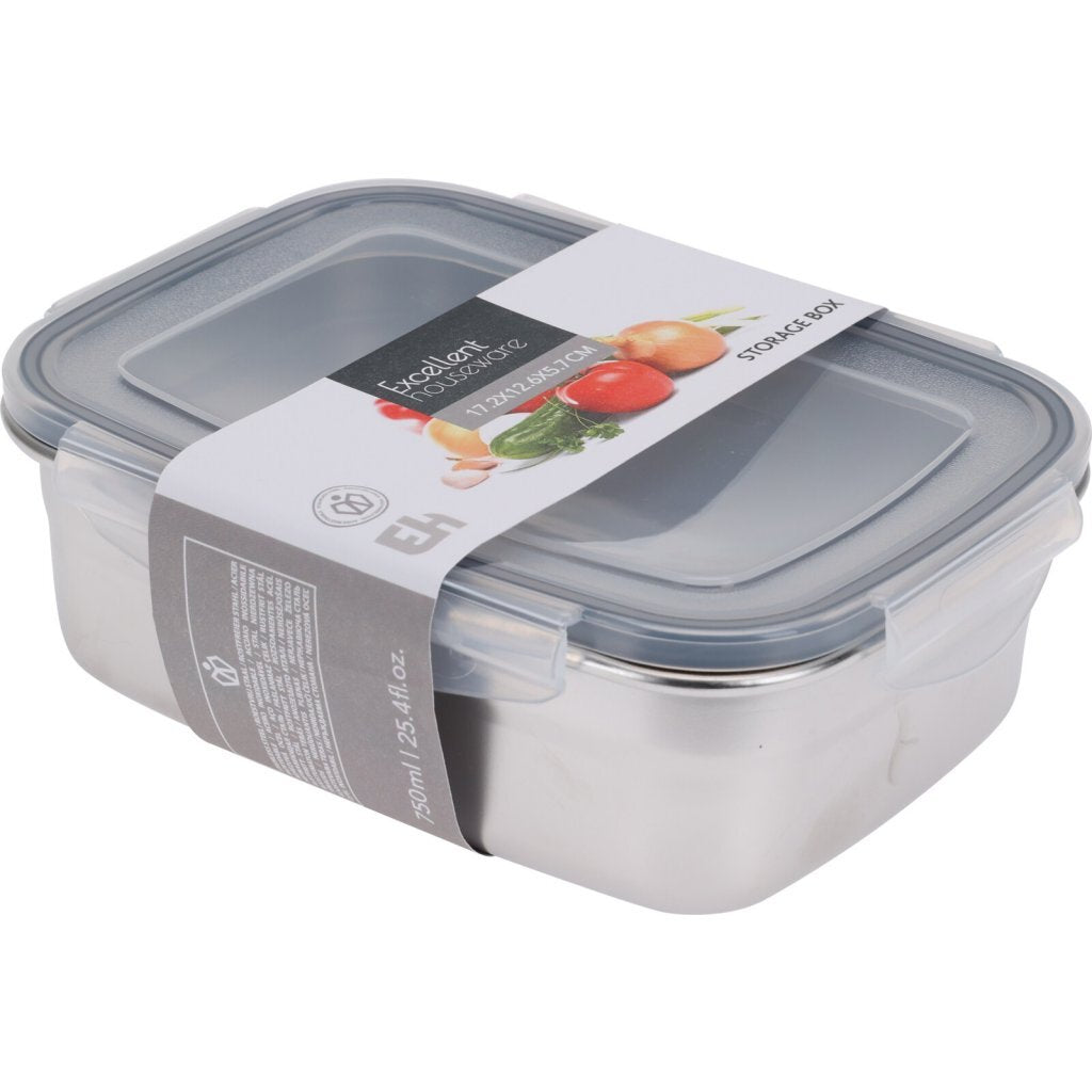 Excellent Houseware - Houseware voorraaddoos 750 ml rvs/grijs