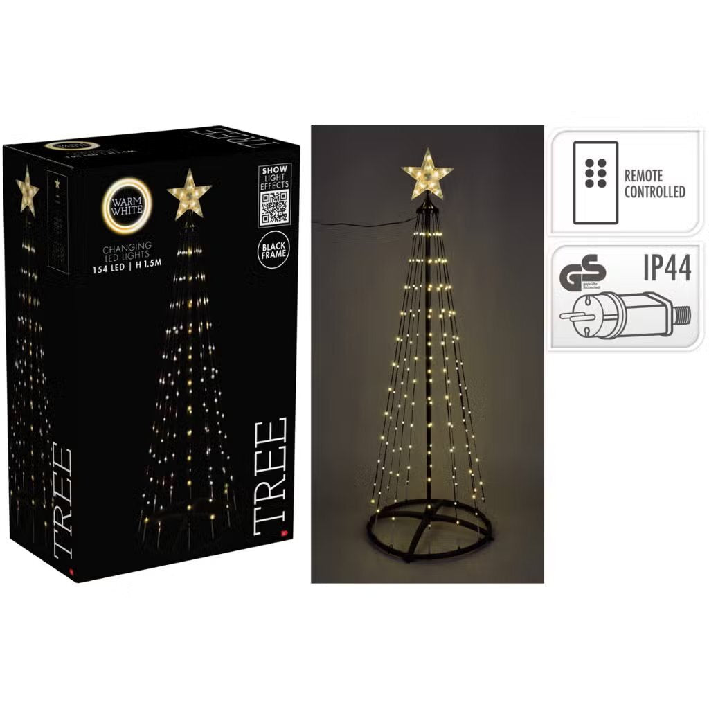 Overige Merken - Overige Merken Led kerstboom 154 led's 150 cm warm wit zwart