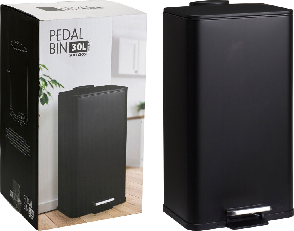 Excellent Houseware - Houseware pedaalemmer ijzer 30l zwart