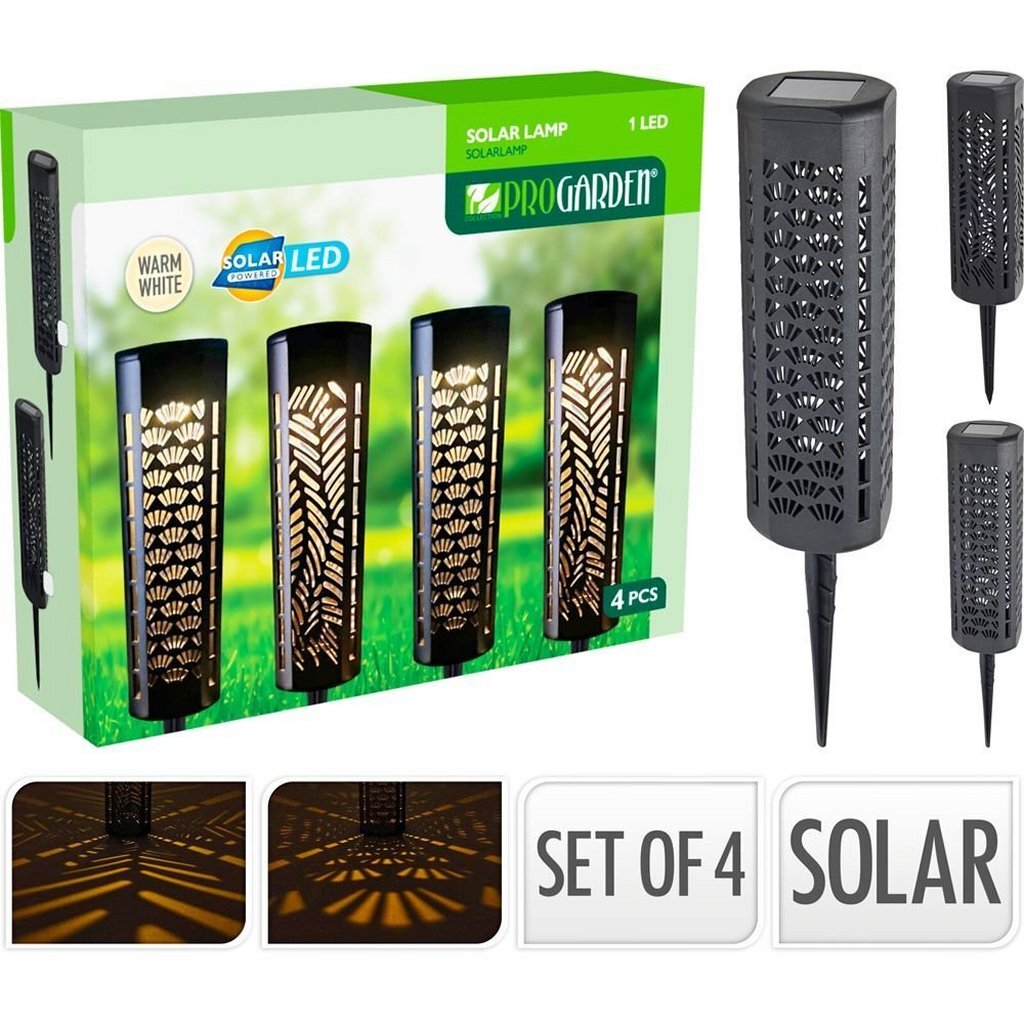 Pro Garden - Garden solar design tuinlampen 4 stuks zwart