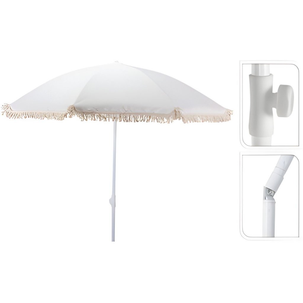 Overige Merken - Overige Merken beach parasol aruba met franjes 180 cm ecru