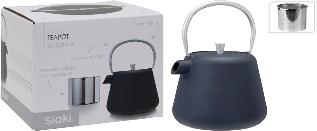 Excellent Houseware - Houseware theepot gietijzer 1l grijs