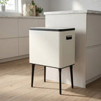 Excellent Houseware - Houseware afvalbak 35l metaal/crème/zwart