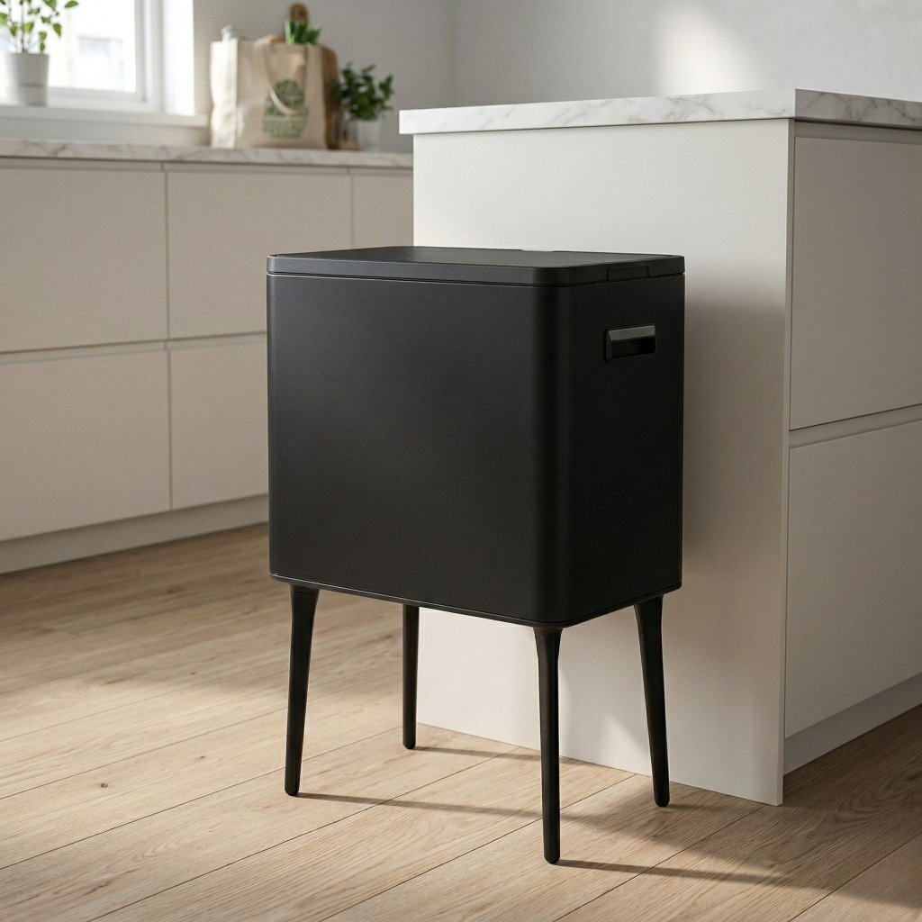 Excellent Houseware - Houseware afvalbak 35l metaal/zwart
