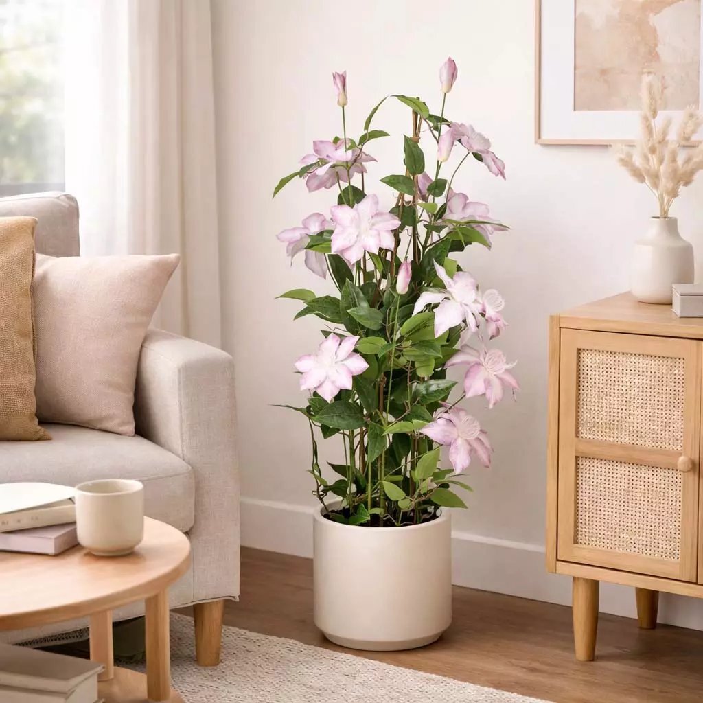 Overige Merken - Overige Merken Kunstplant clematis 98x35 cm groen/roze