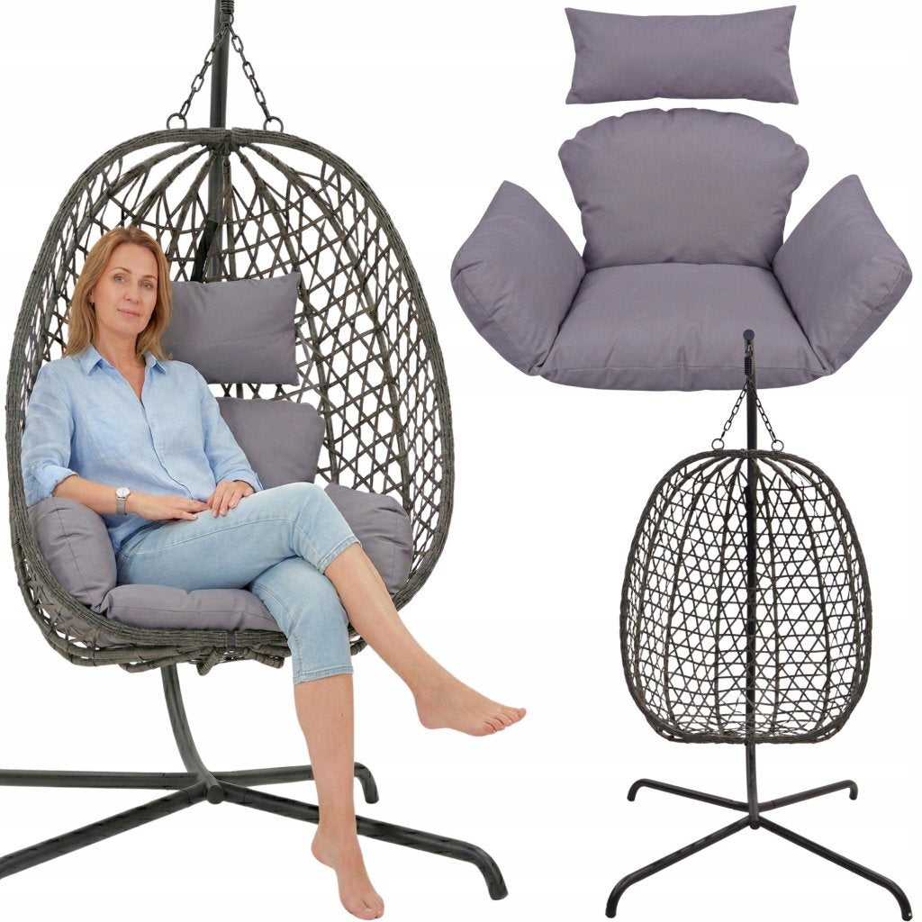 Overige Merken - Overige Merken Cocoon rattan hangstoel 195 cm donkergrijs