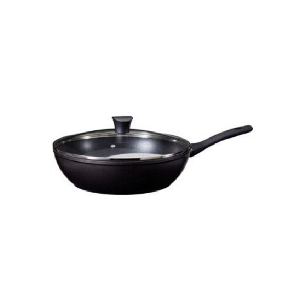 Excellent Houseware - Houseware wokpan met glazen deksel 28 cm zwart