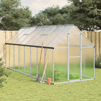 VidaXL Tuinkas met basisframe 445x169x195 cm aluminium zilverkleurig