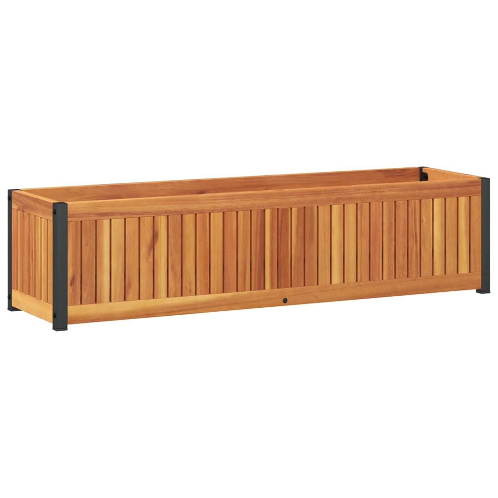 Vidaxl plantenbak 110x30x27,5 cm massief acaciahout en staal