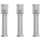 Vidaxl buitenvloerlampen 3 st met sensors 60 cm roestvrijstaal zilver