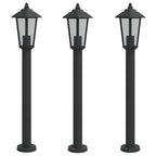 Vidaxl vloerlamp voor buiten 3 st 80 cm roestvrijstaal zwart