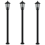 Vidaxl vloerlamp voor buiten 3 st 120 cm roestvrijstaal zwart