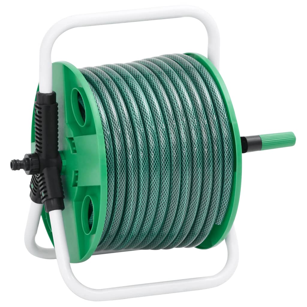 Vidaxl slanghaspel met slangkoppelset 0,5 30 m vrijstaand pvc groen