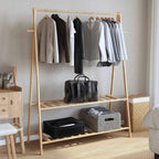 Vidaxl kledingrek met schappen 132x45,5x150,5 cm bamboe