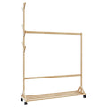 Vidaxl kledingrek met haken en wielen 100x35x157 cm bamboe