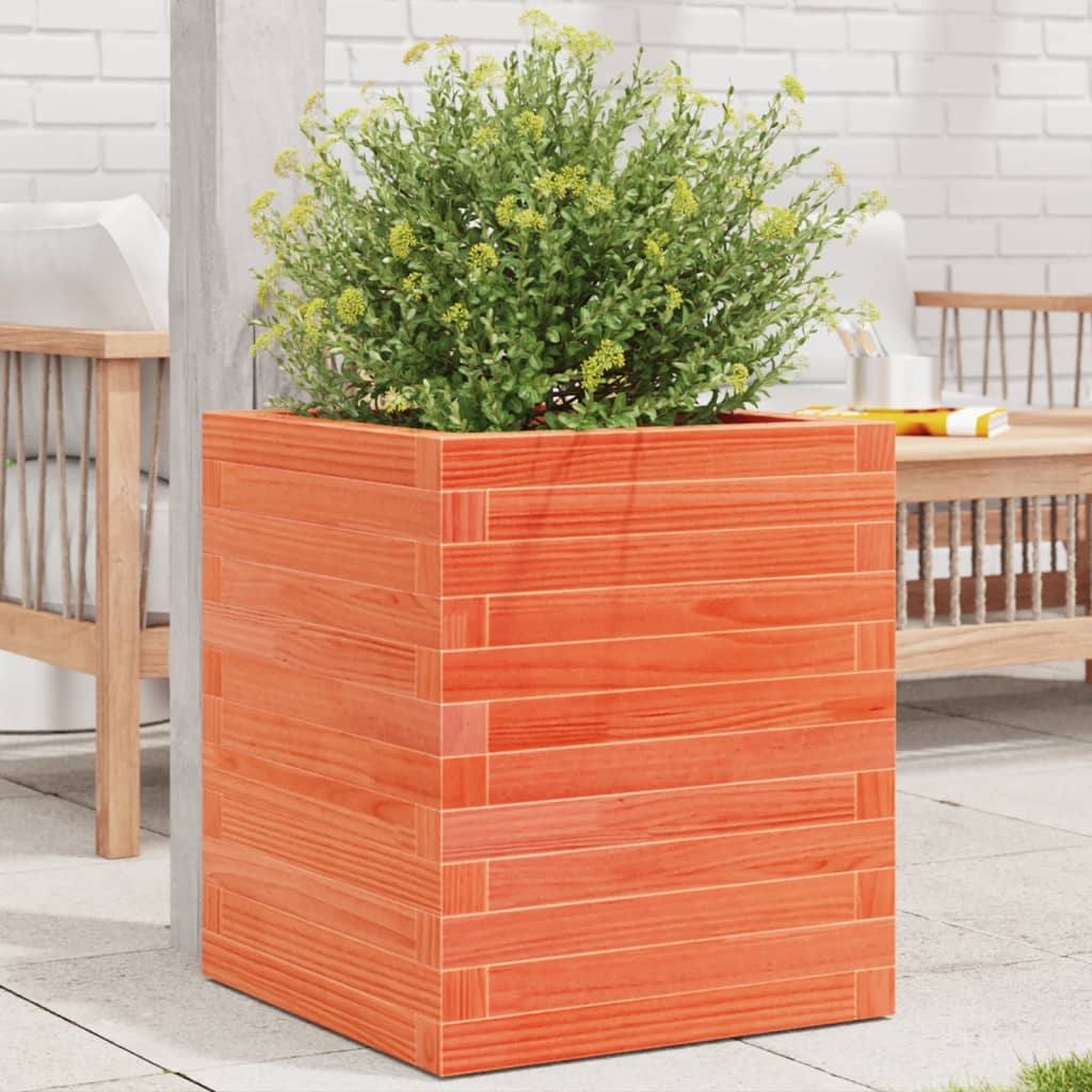Vidaxl plantenbak 40x40x46 cm massief grenenhout wasbruin