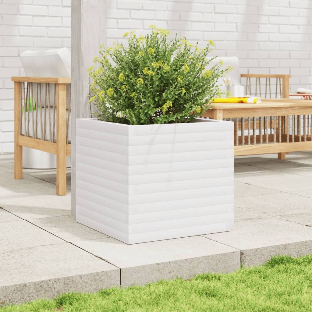 Vidaxl plantenbak 50x50x46 cm massief grenenhout wit
