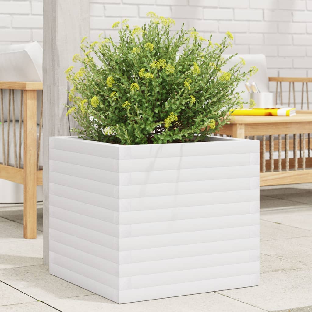 Vidaxl plantenbak 50x50x46 cm massief grenenhout wit