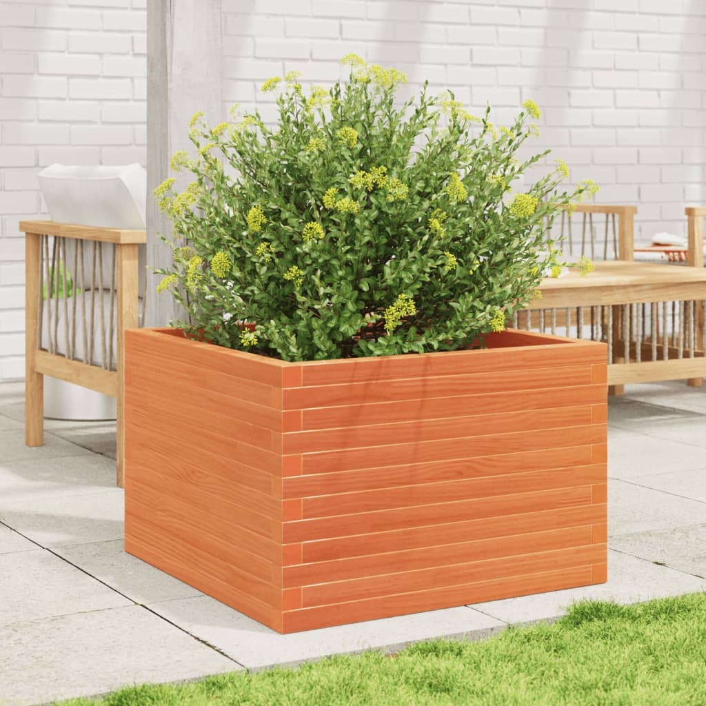 Vidaxl plantenbak 70x70x46 cm massief grenenhout wasbruin