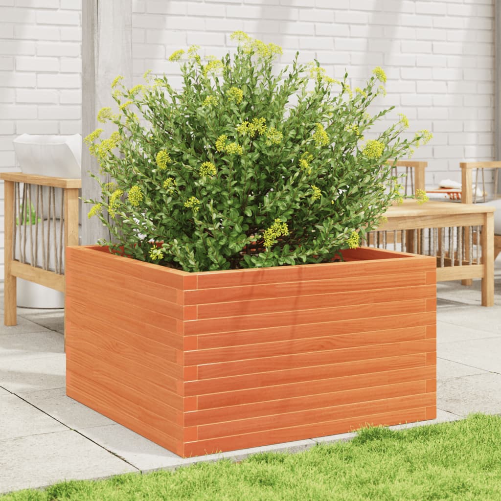 Vidaxl plantenbak 80x80x46 cm massief grenenhout wasbruin
