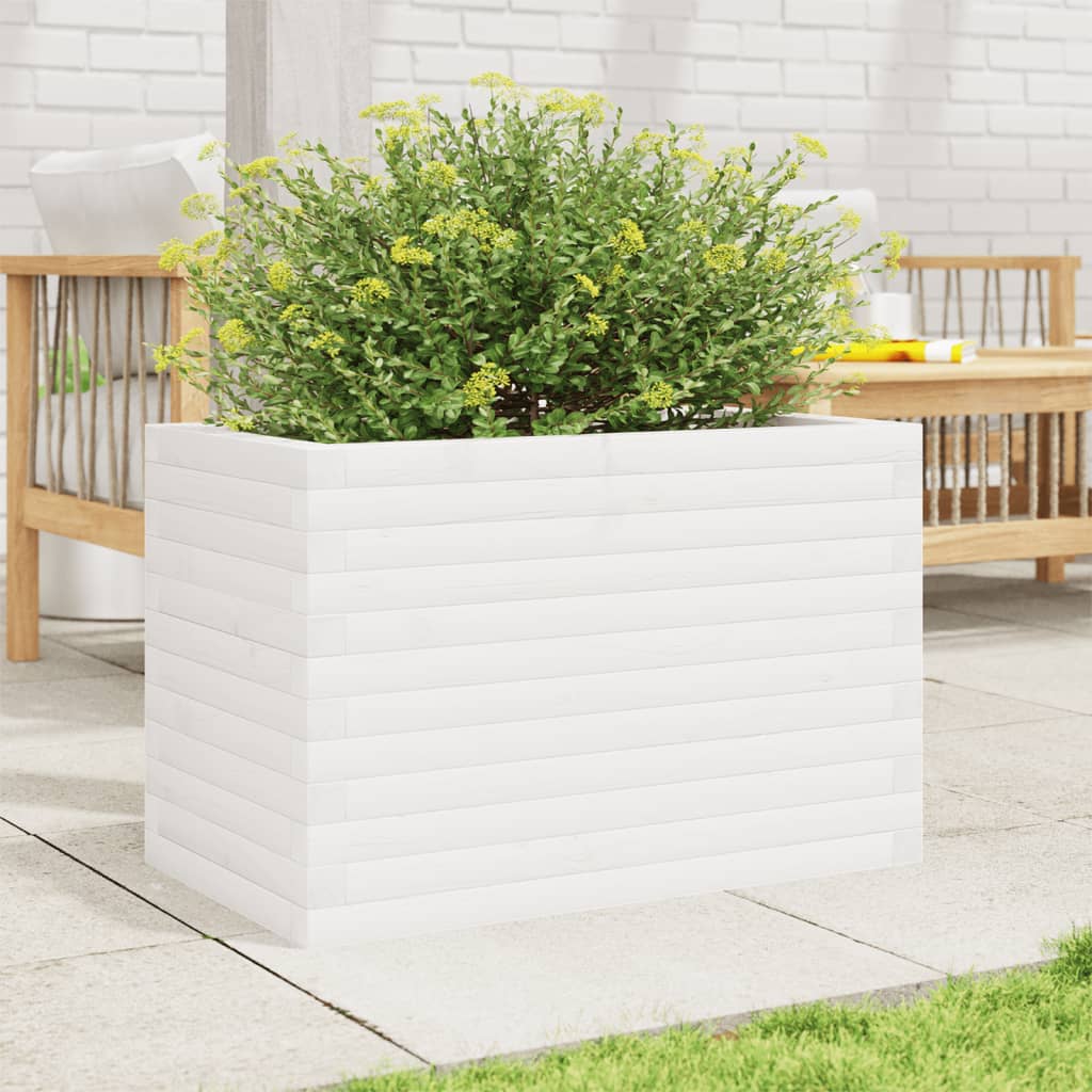 Vidaxl plantenbak 70x40x46 cm massief grenenhout wit