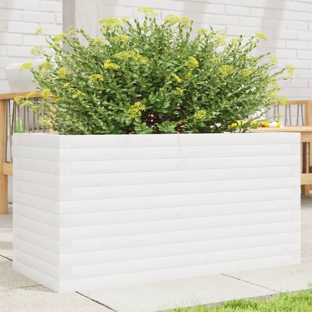 Vidaxl plantenbak 90x40x46 cm massief grenenhout wit