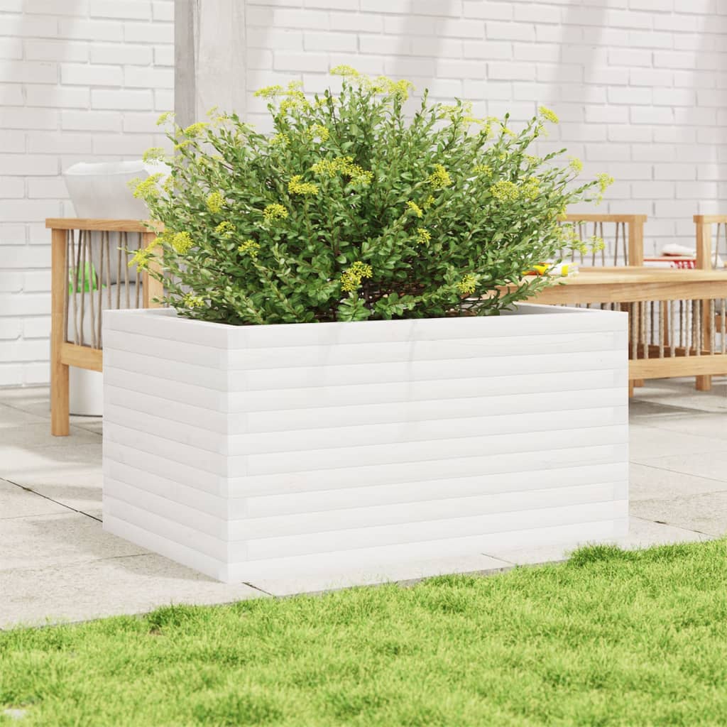 Vidaxl plantenbak 90x60x46 cm massief grenenhout wit