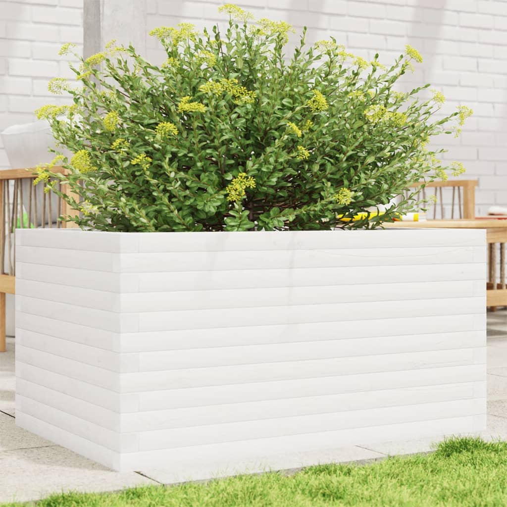 Vidaxl plantenbak 90x60x46 cm massief grenenhout wit
