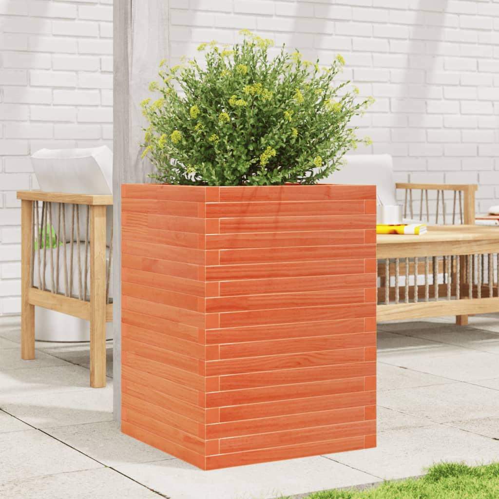 Vidaxl plantenbak 50x50x68,5 cm massief grenenhout wasbruin