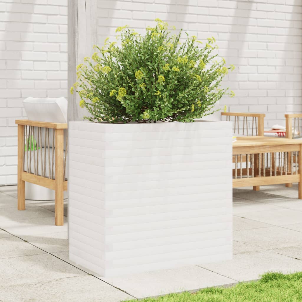 Vidaxl plantenbak 70x40x68,5 cm massief grenenhout wit