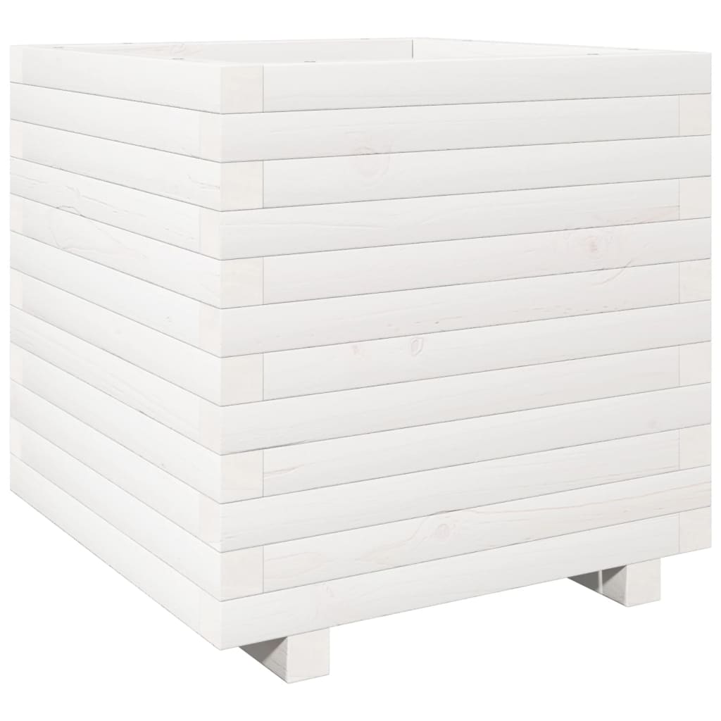Vidaxl plantenbak 50x50x49,5 cm massief grenenhout wit
