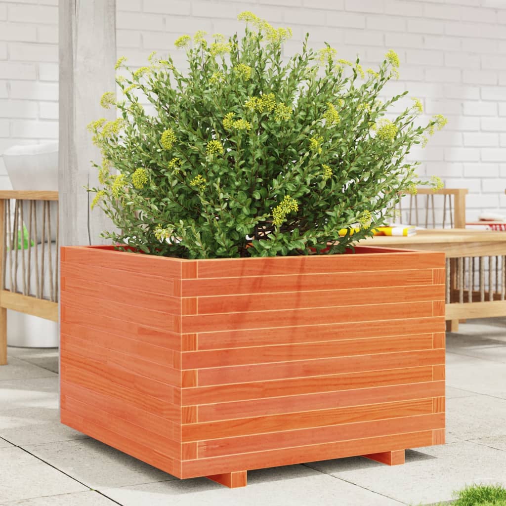 Vidaxl plantenbak 70x70x49,5 cm massief grenenhout wasbruin
