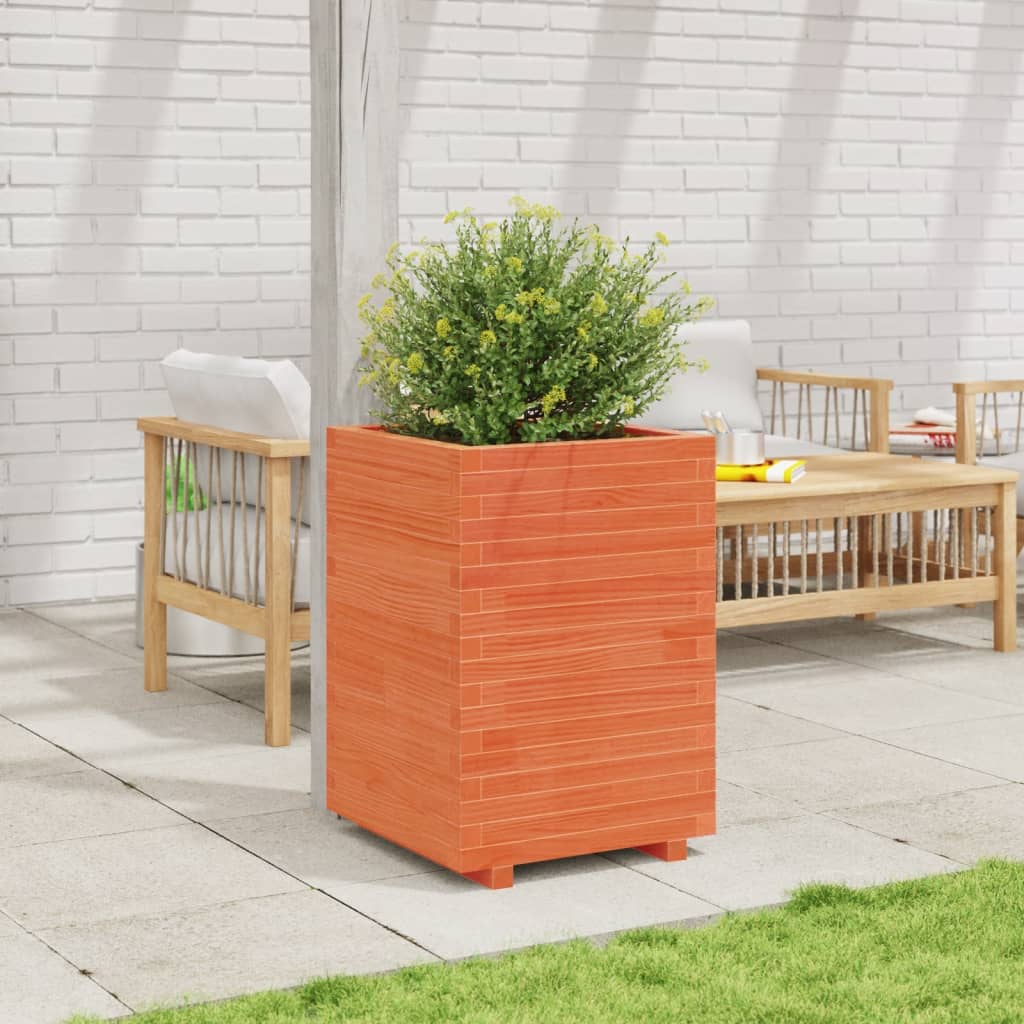 Vidaxl plantenbak 50x50x72,5 cm massief grenenhout wasbruin