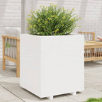 VidaXL Plantenbak 60x60x72,5 cm massief grenenhout wit