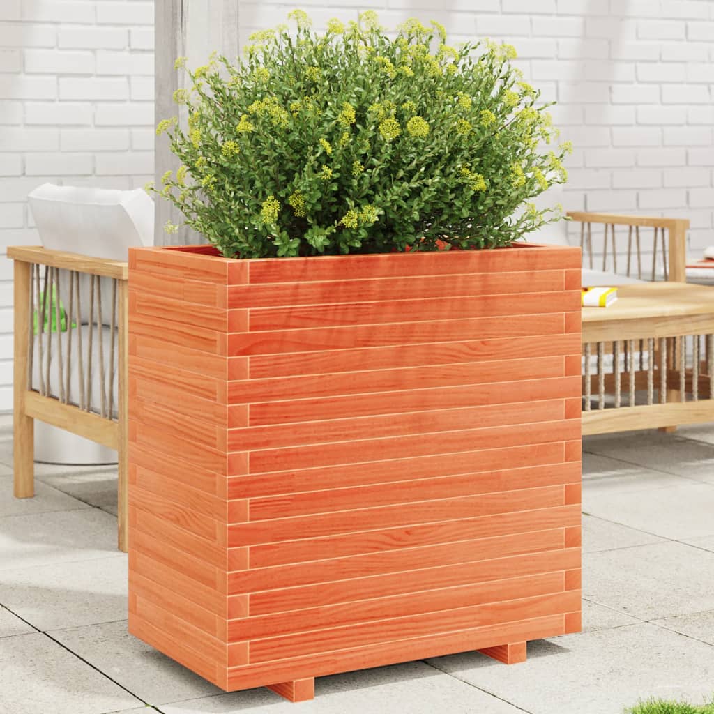 VidaXL Plantenbak 70x40x72,5 cm massief grenenhout wasbruin